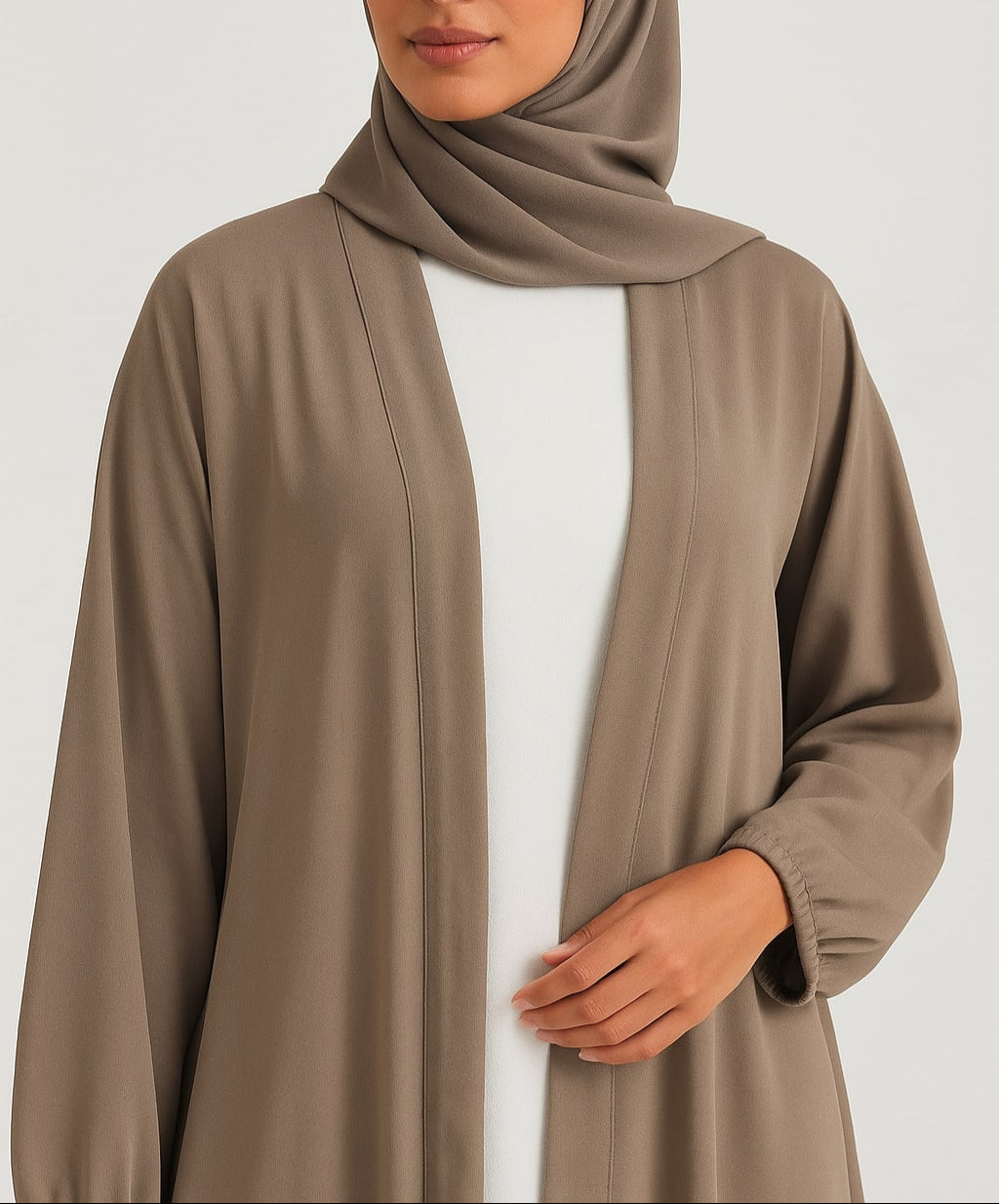 Desert Haze-Beige Kimono Abaya Hicab