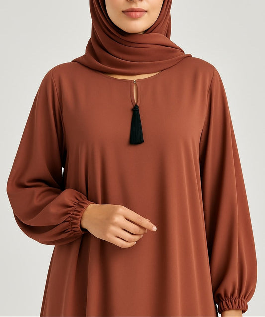 Clay Drape – Basic Rust Brown Abaya (With Pockets)
