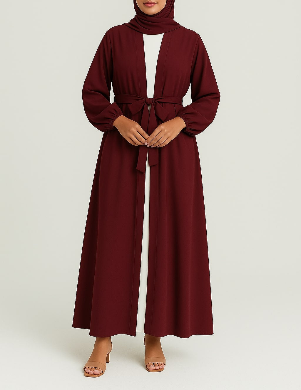 Berry Bloom - Maroon Kimono Abaya Hicab