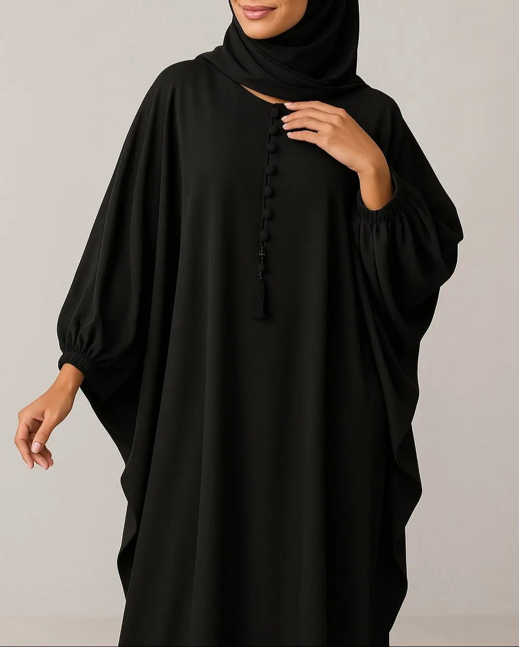 Noir Majesty – Black Premium Kaftan Abaya