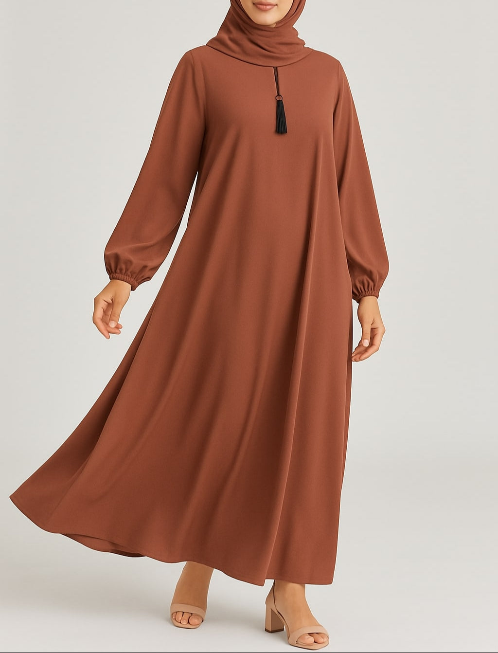Clay Drape – Basic Rust Brown Abaya (With Pockets)