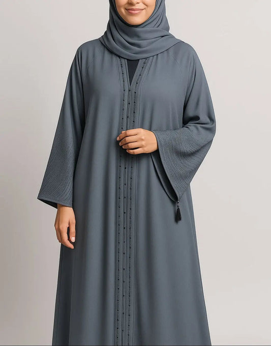 Slate Radiance – Premium Nida Abaya