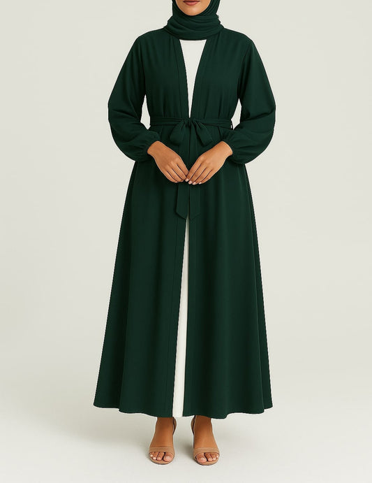 Green Serenity- Green Kimono Abaya Hicab