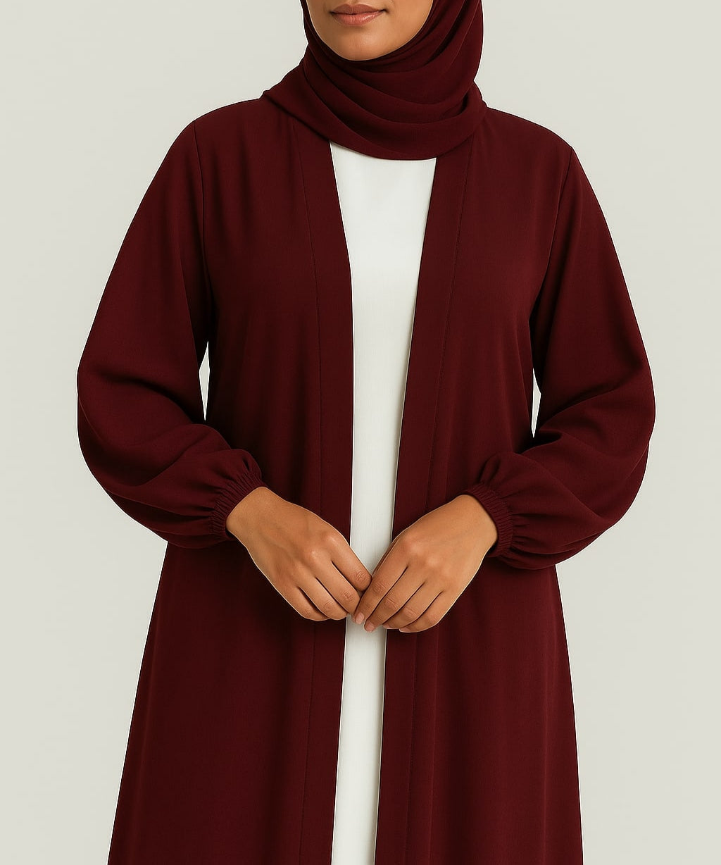 Berry Bloom - Maroon Kimono Abaya Hicab