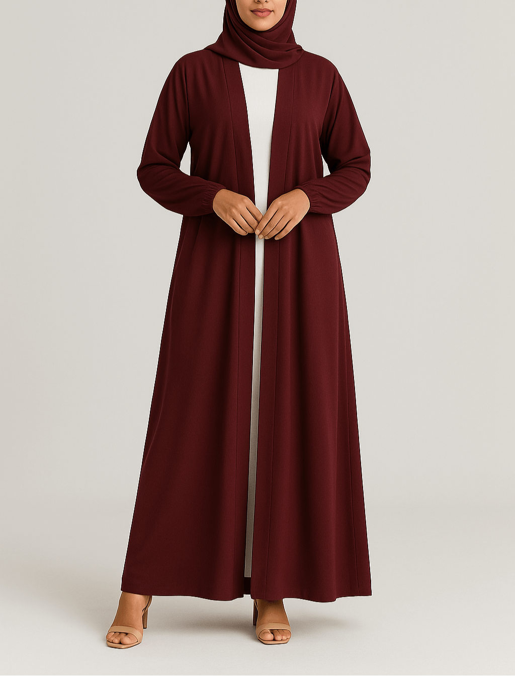 Berry Bloom - Maroon Kimono Abaya Hicab