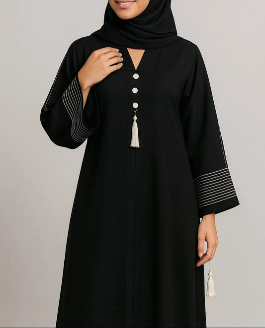 Ivory Charm – Premium Zoom Fabric Abaya