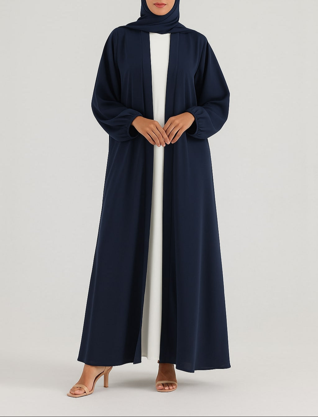 Midnight Sky-Blue Kimono Abaya Hicab