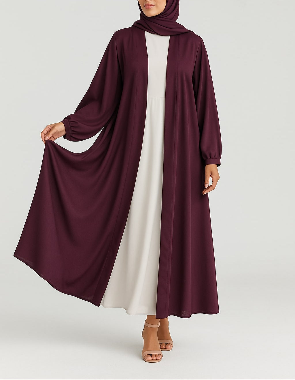 Voilet Calm-Purple Kimono Abaya Hicab