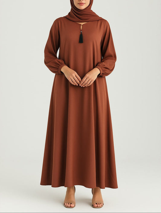 Clay Drape – Basic Rust Brown Abaya (With Pockets)