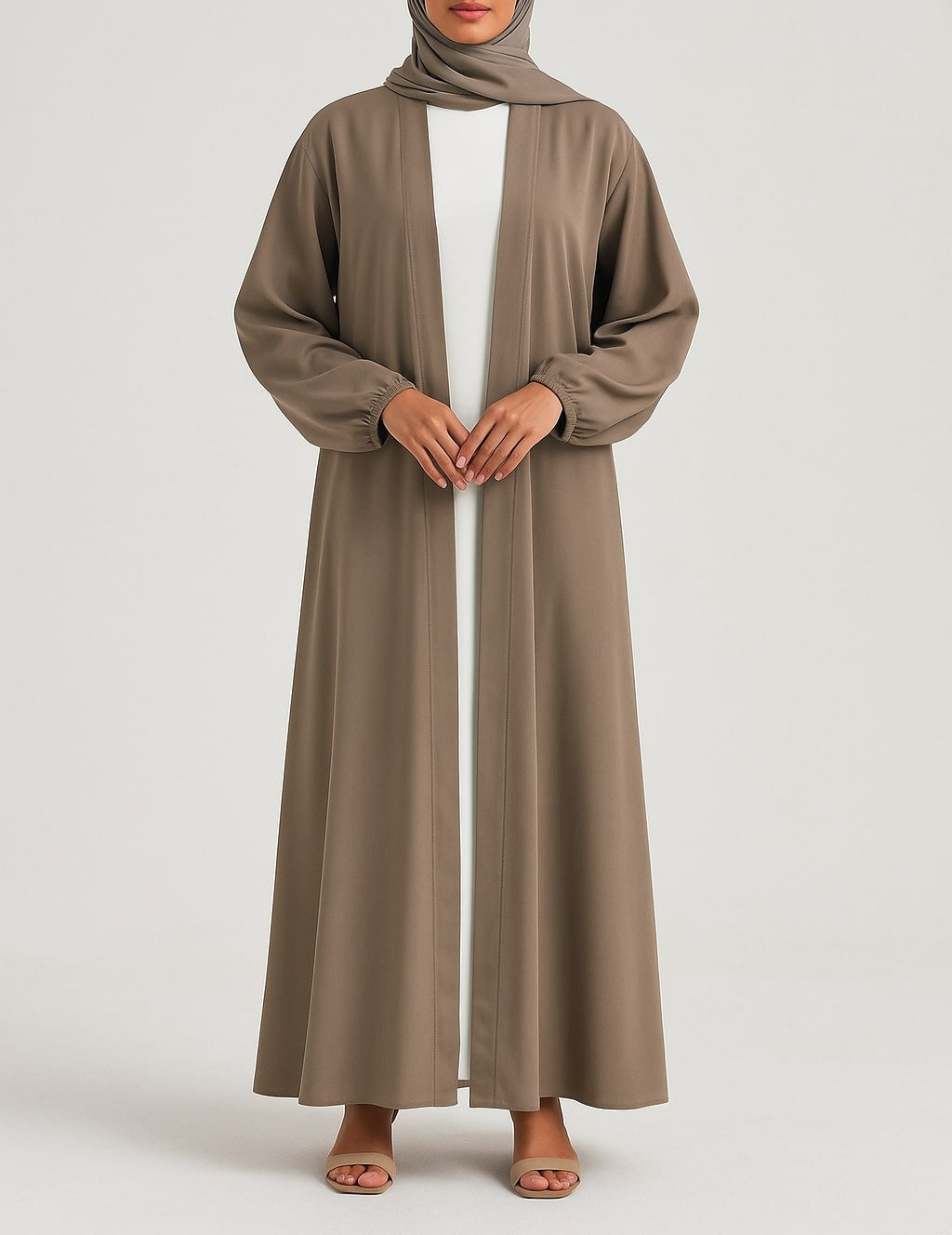 Desert Haze-Beige Kimono Abaya Hicab