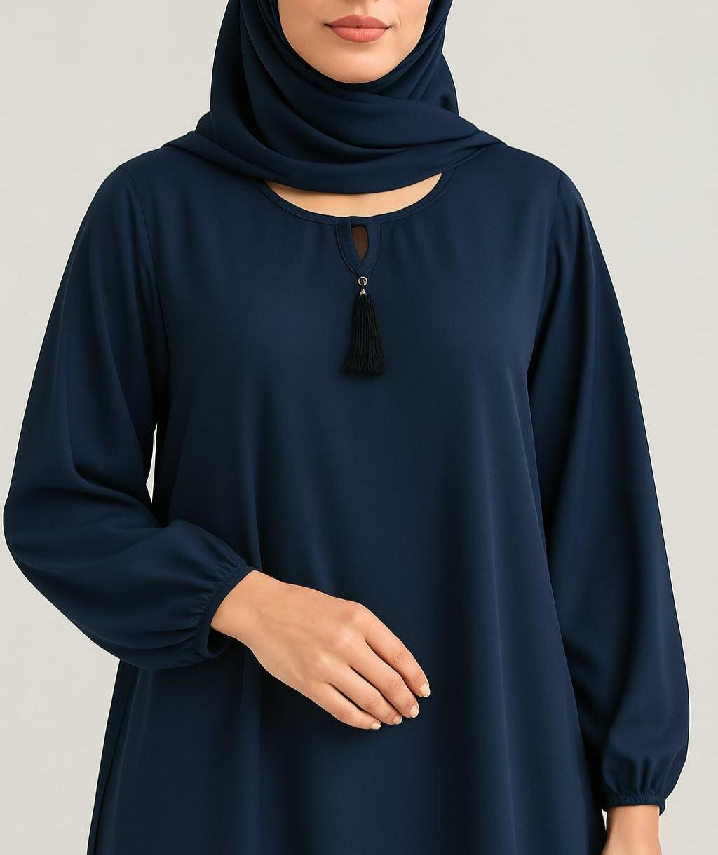 Sapphire Grace – Basic Navy Abaya (With Pockets)