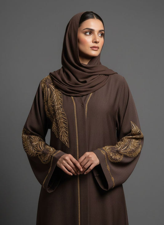 ZEVRA- Embroidered Stone Abaya