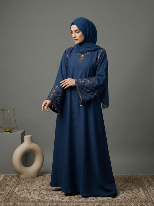 Indigo Aura - Laser Cut Embroidered sleeves