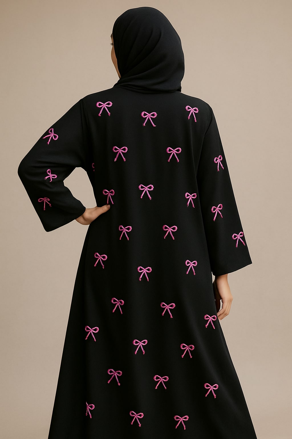 Blush Noir – Pink Bow Abaya Hicab