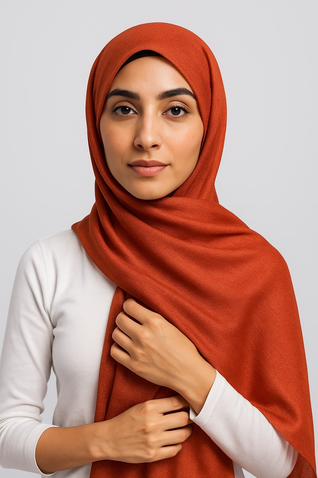 Metallic Chiffon Hijab – Rust Orange