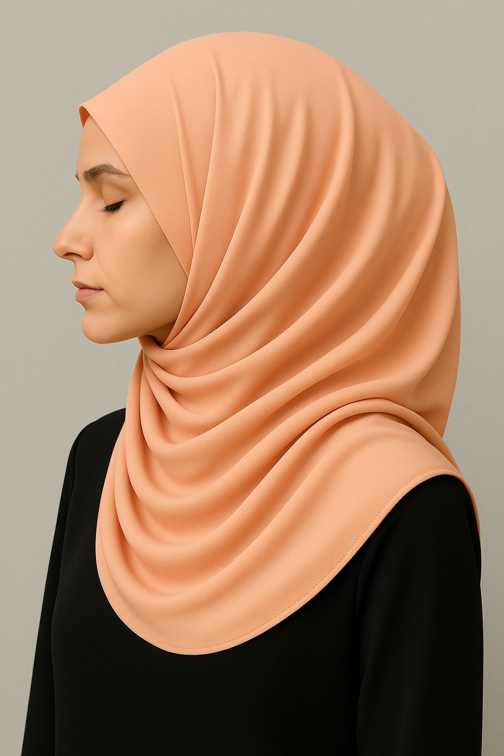 Plain Georgette Hijab – Soft Apricot