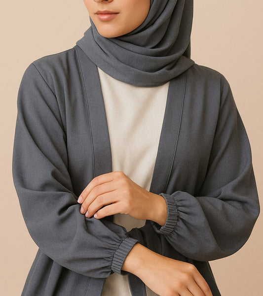Grey Grace - Grey Kimono Abaya Hicab