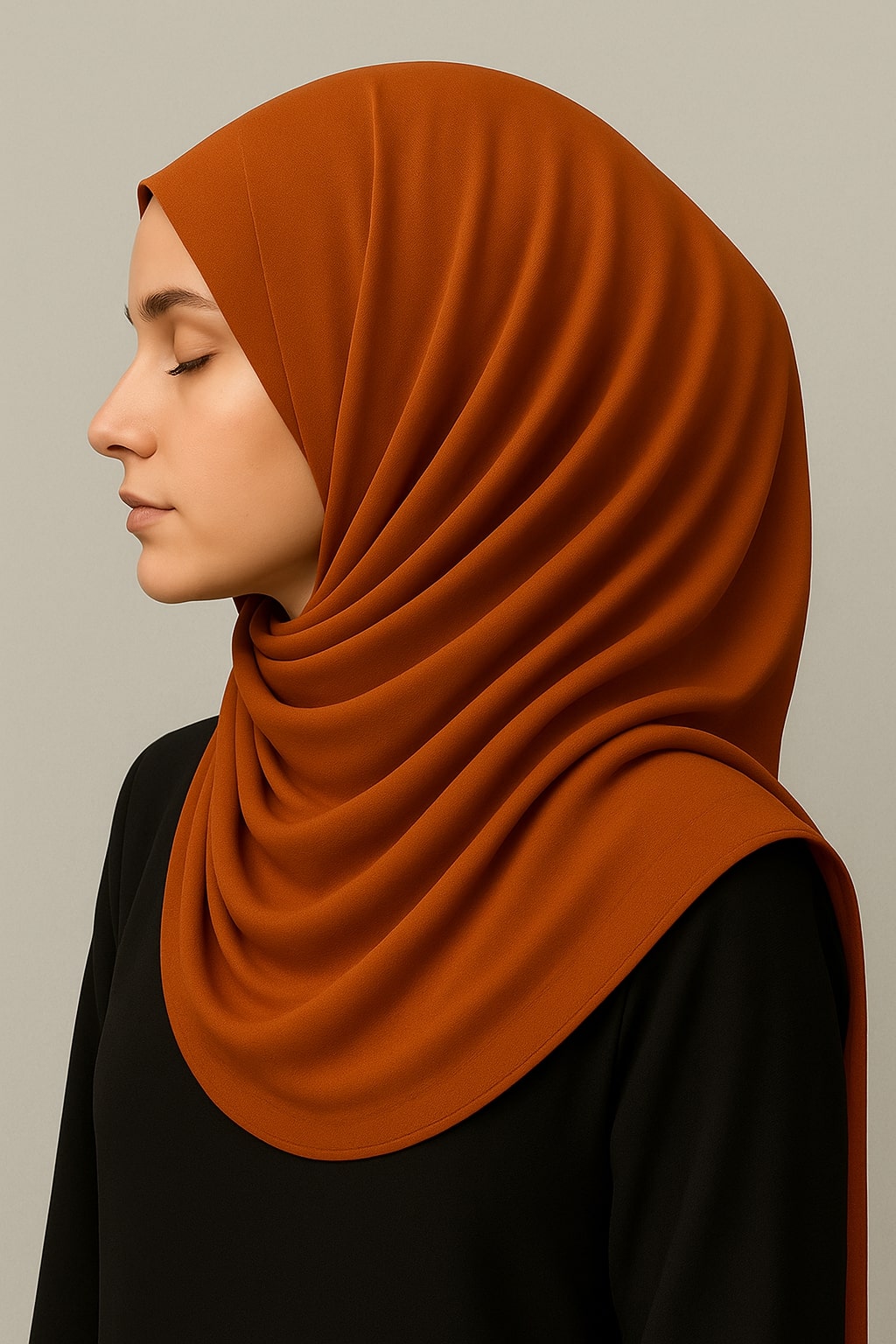Plain Georgette Hijab – Burnt Amber Hicab