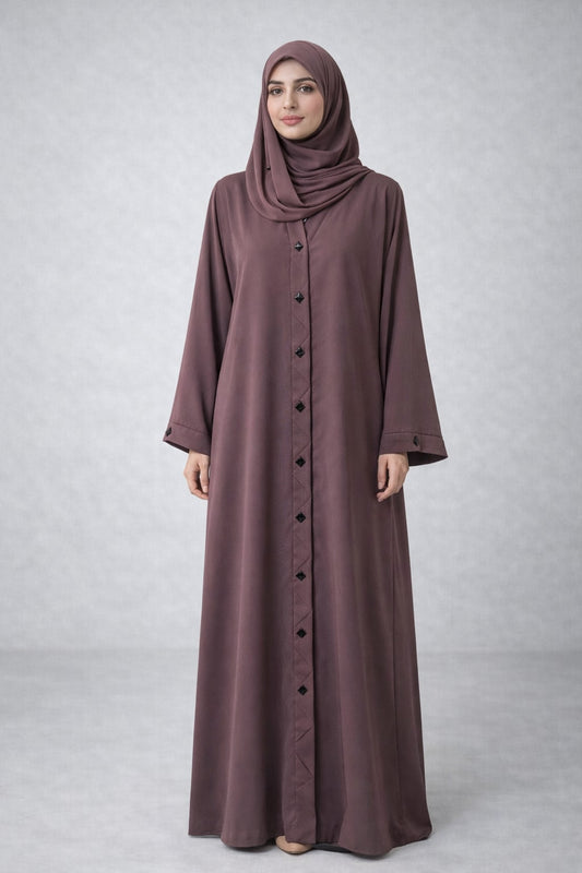 NURIA – Diamond Placket Nida Abaya (Mulberry Mauve)