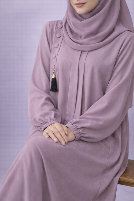 LUNARA – Button-Accent Nida Abaya (Dusty Rose)