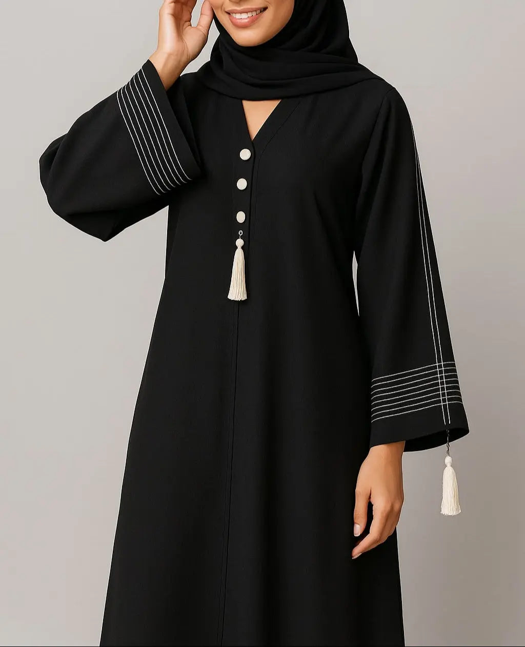 Ivory Charm – Premium Zoom Fabric Abaya
