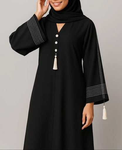 Ivory Charm – Premium Zoom Fabric Abaya