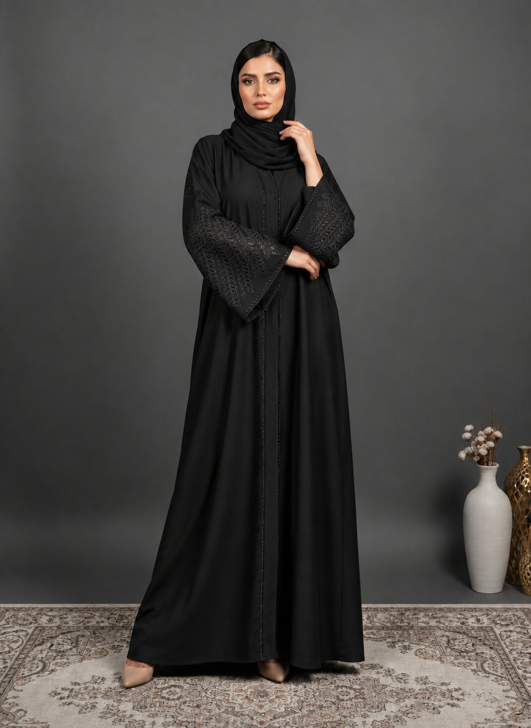 Haram - Laser Cut Embroidered Abaya