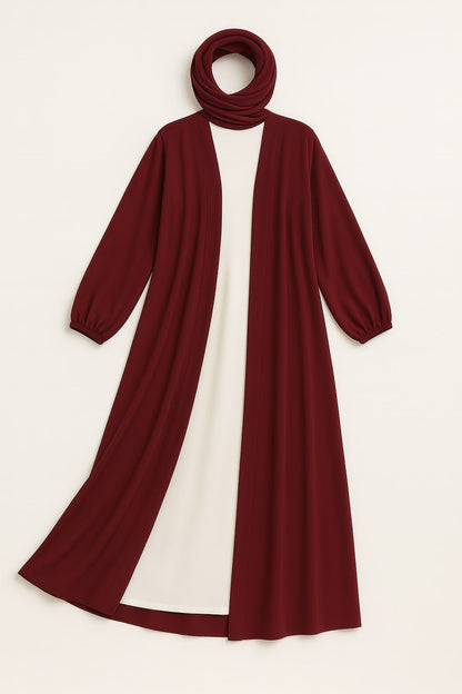 Berry Bloom - Maroon Kimono Abaya