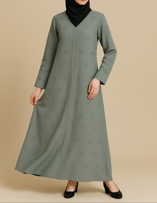 Silver Veil – Ash Bow Abaya
