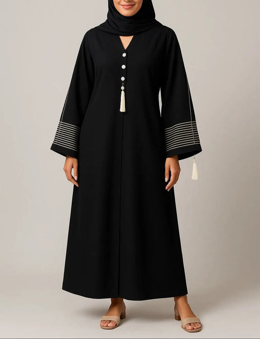 Ivory Charm – Premium Zoom Fabric Abaya