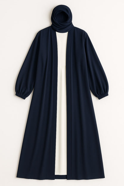 Midnight Sky-Blue Kimono Abaya