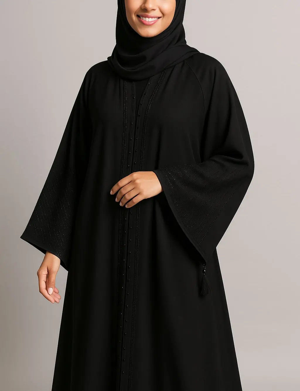 Hicab Noir Radiance – Premium Nida Abaya – Hicab