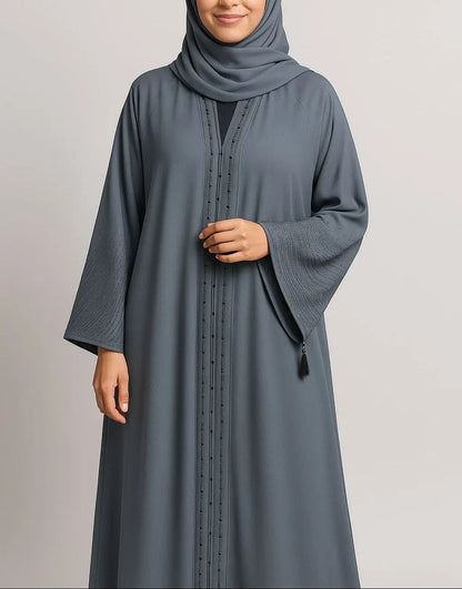 Slate Radiance – Premium Nida Abaya