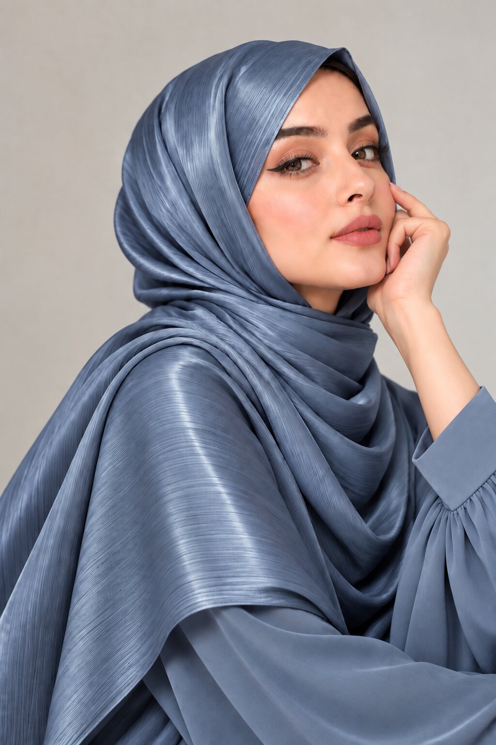 Steel Blue - Silk Hijab