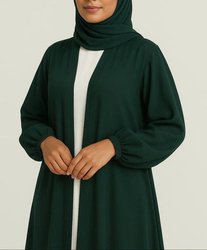 Green Serenity- Green Kimono Abaya Hicab