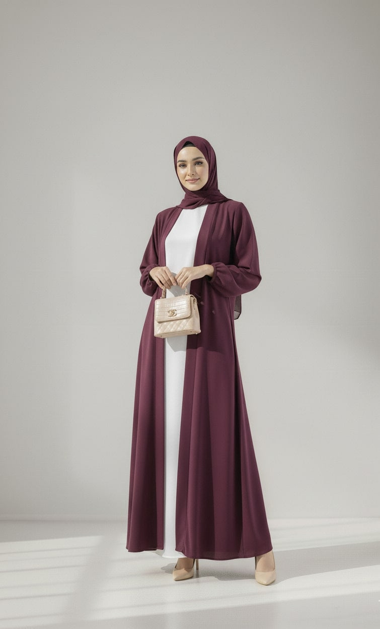 Berry Bloom - Maroon Kimono Abaya