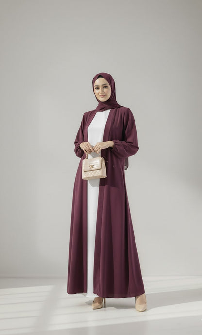 Berry Bloom - Maroon Kimono Abaya