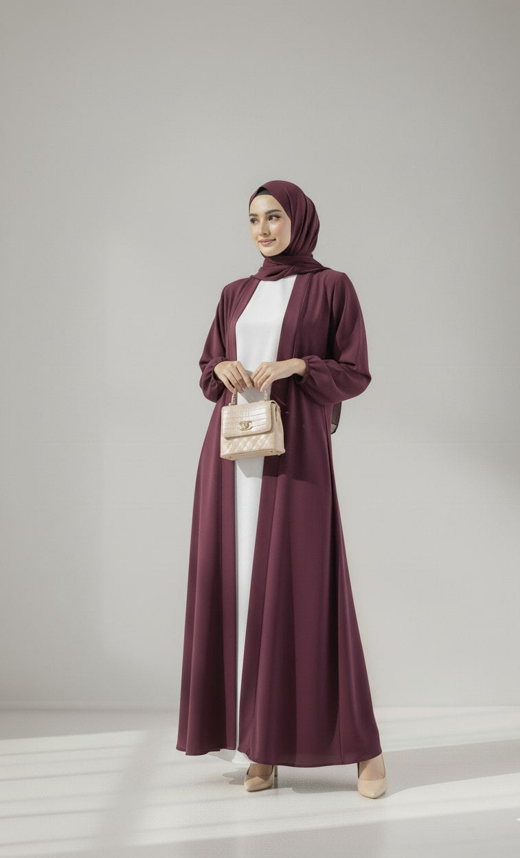 Berry Bloom - Maroon Kimono Abaya