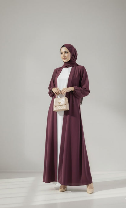 Berry Bloom - Maroon Kimono Abaya