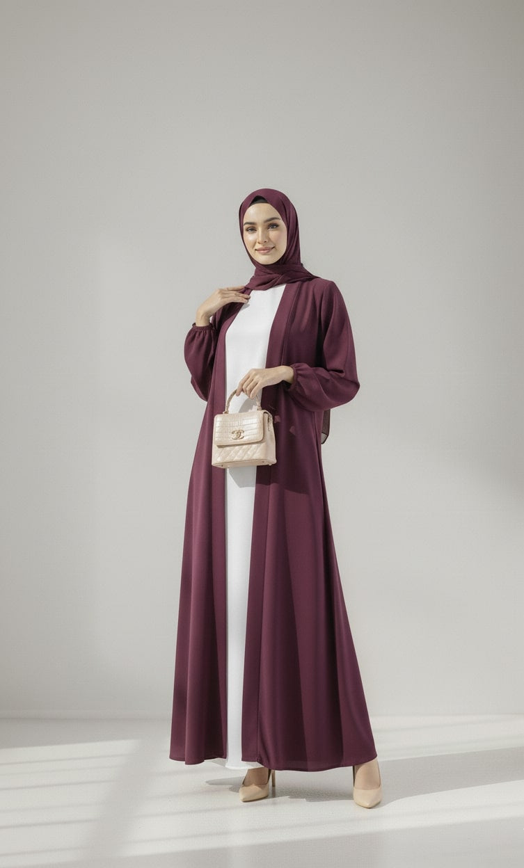 Berry Bloom - Maroon Kimono Abaya