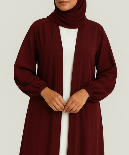 Berry Bloom - Maroon Kimono Abaya Hicab