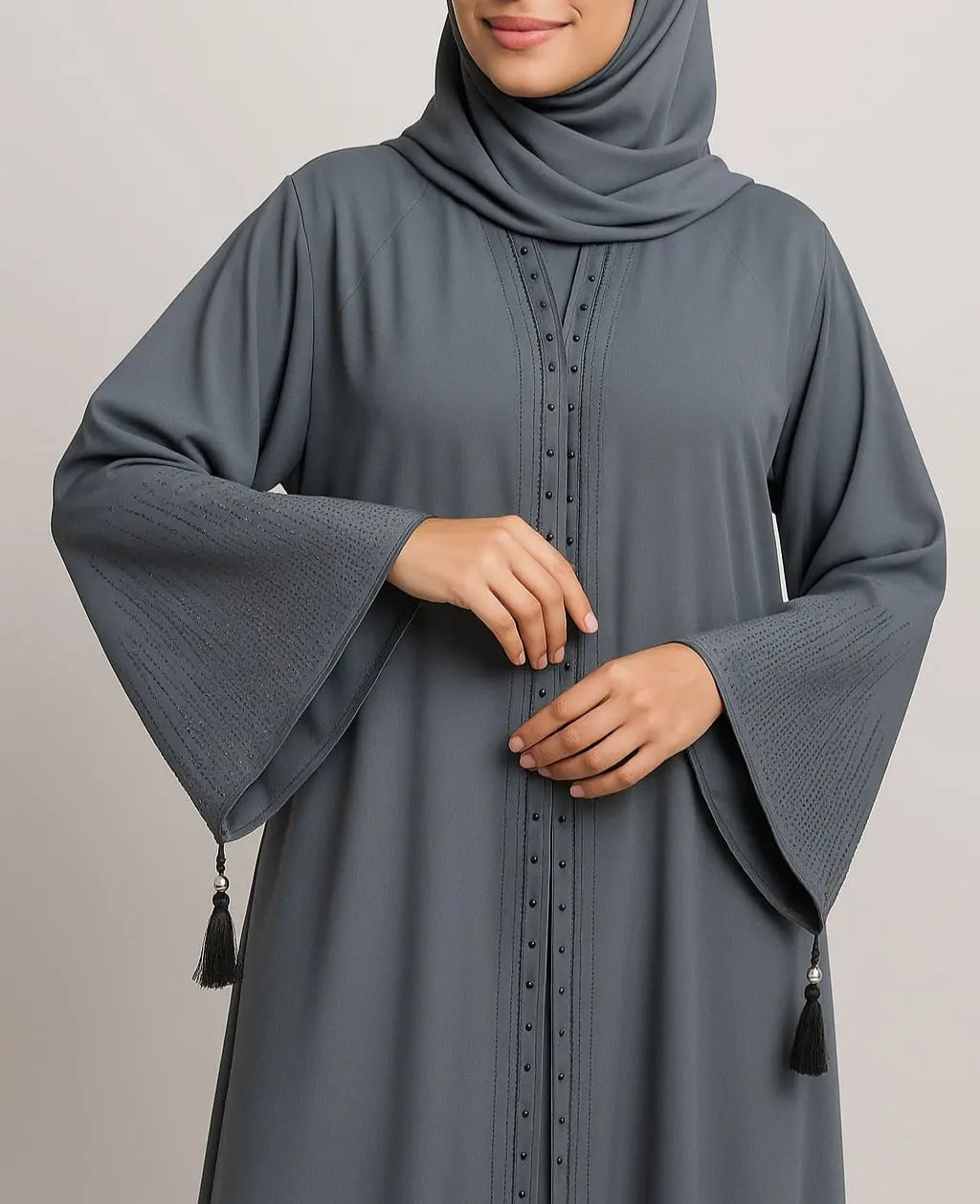 Slate Radiance – Premium Nida Abaya