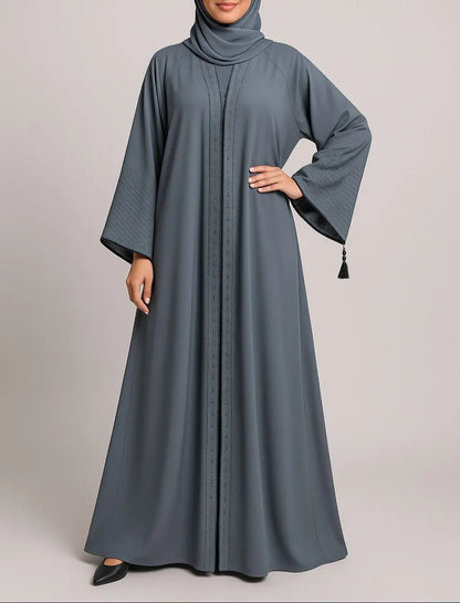Slate Radiance – Premium Nida Abaya