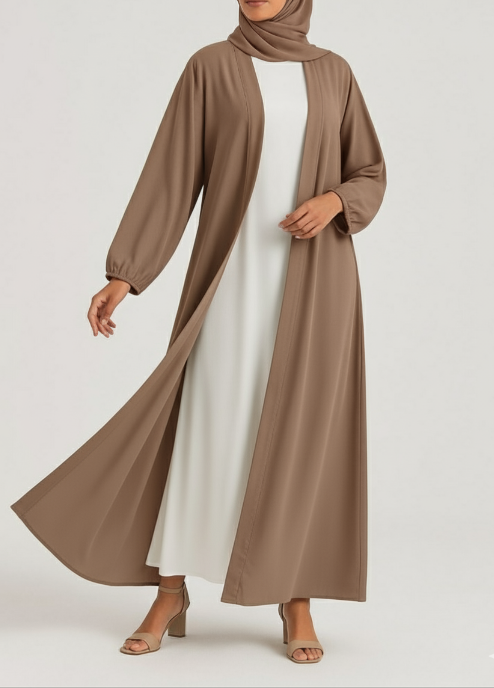Desert Haze-Beige Kimono Abaya