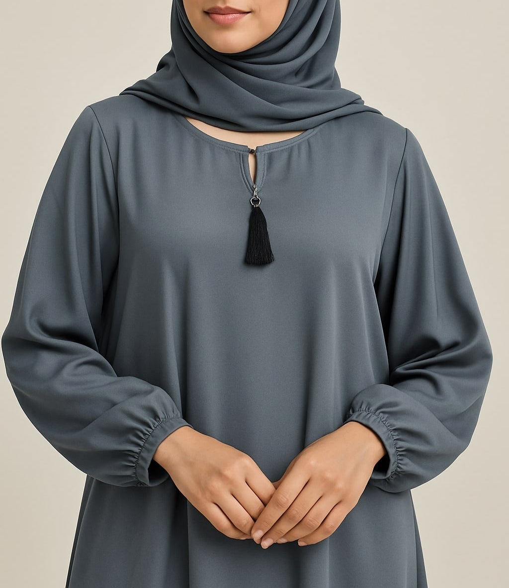 Moonshade – Basic Grey Abaya (With Pockets) Hicab