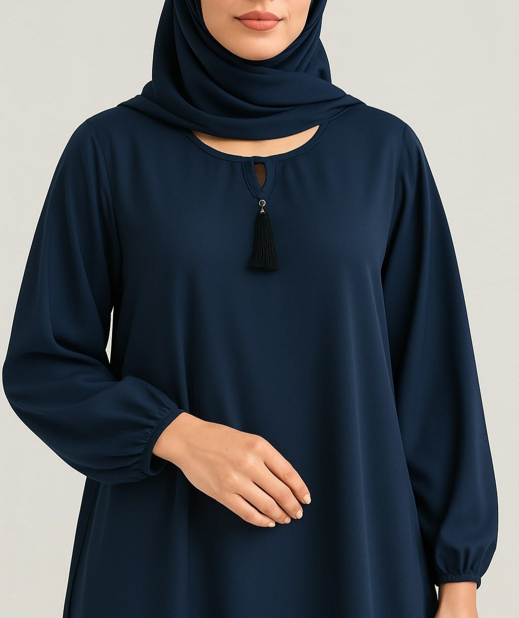 Sapphire Grace – Basic Navy Abaya (With Pockets)