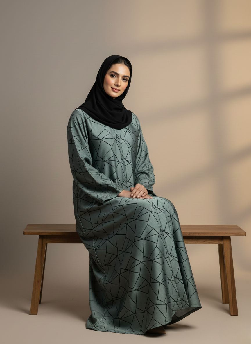 KOVA — Abstract Abaya(Sage Green)