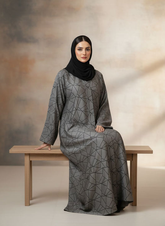 SELV — Abstract Abaya (Taupe Grey)