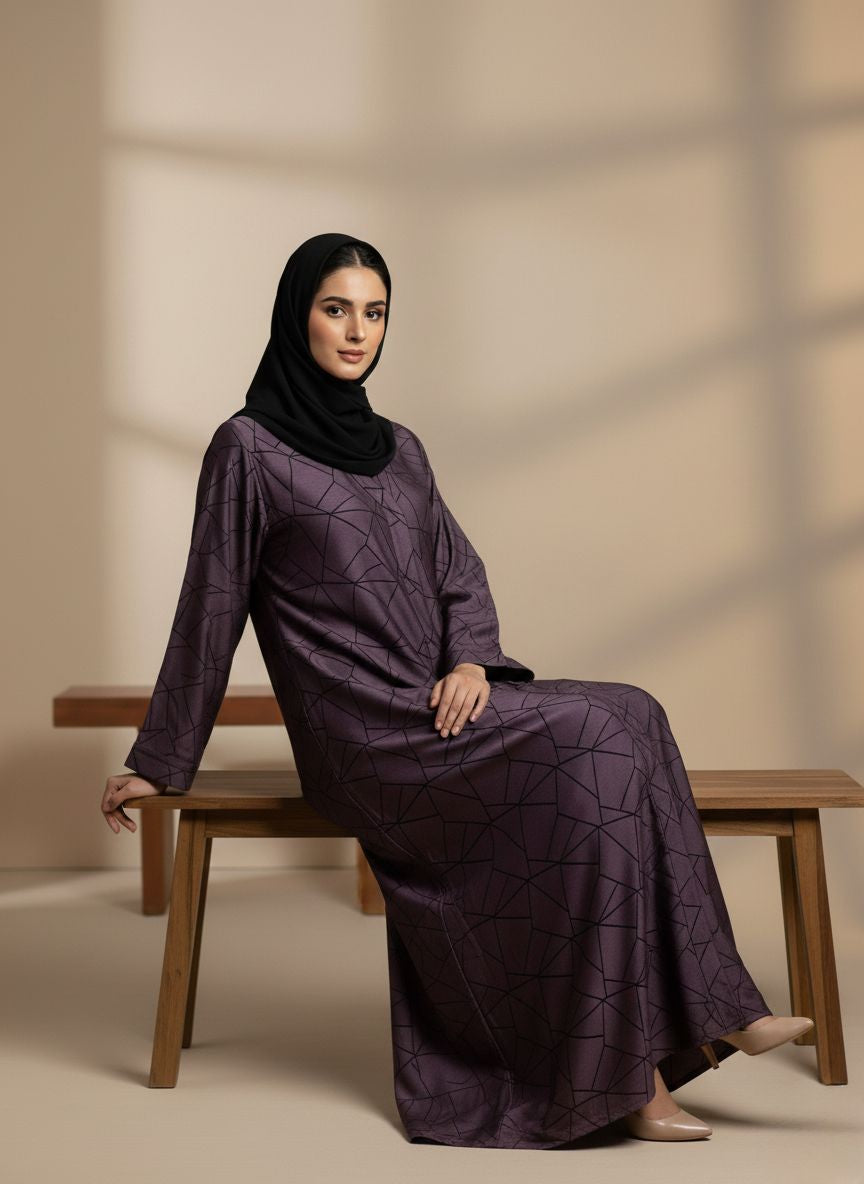 VANTÉ — Abstract Abaya (Burgundy)