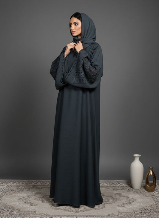 ZYAN - Laser Cut Embroidered Abaya